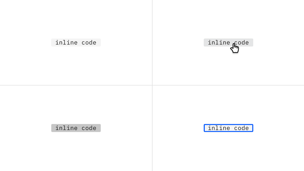 States of an inline codesnippet